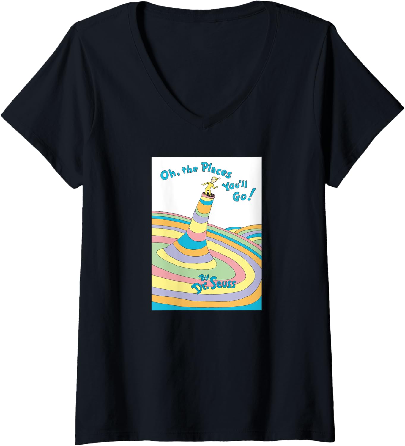 Dr. Seuss Oh the Places You'll Go Book Cover V-Neck