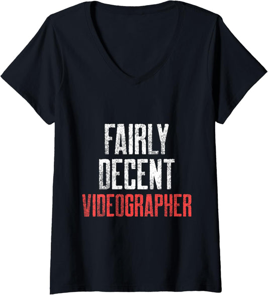 Womens Videographer Decent Videography Filmmaker Gift V-Neck