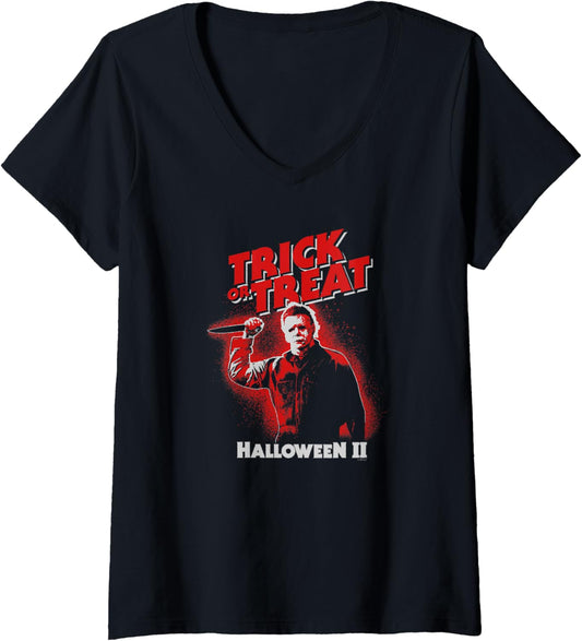 Womens Universal Monsters Halloween 2 Michael Knife Pose V-Neck