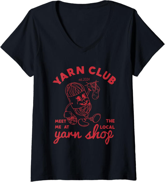 Womens Yarn Club Meet Me At The Local Yarn V-Neck
