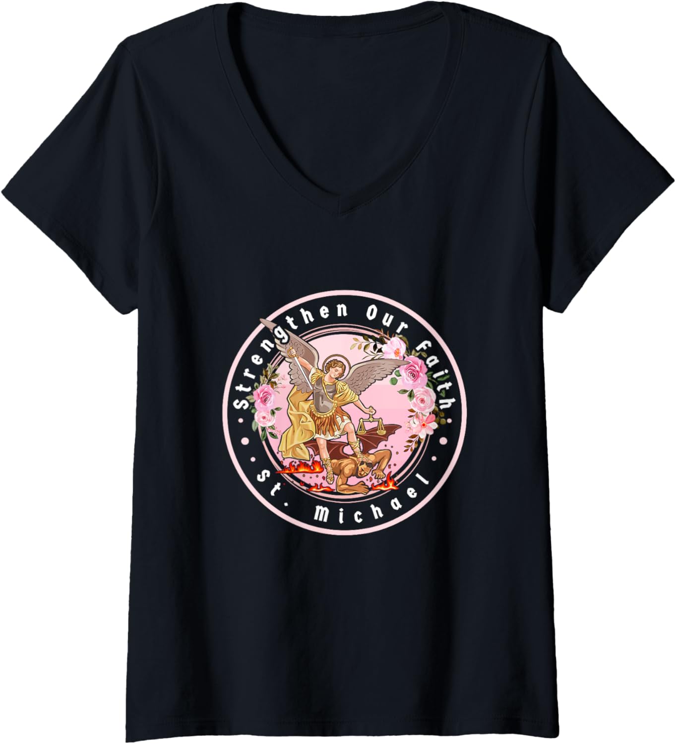 Womens St. Michael, Strengthen Our Faith V-Neck