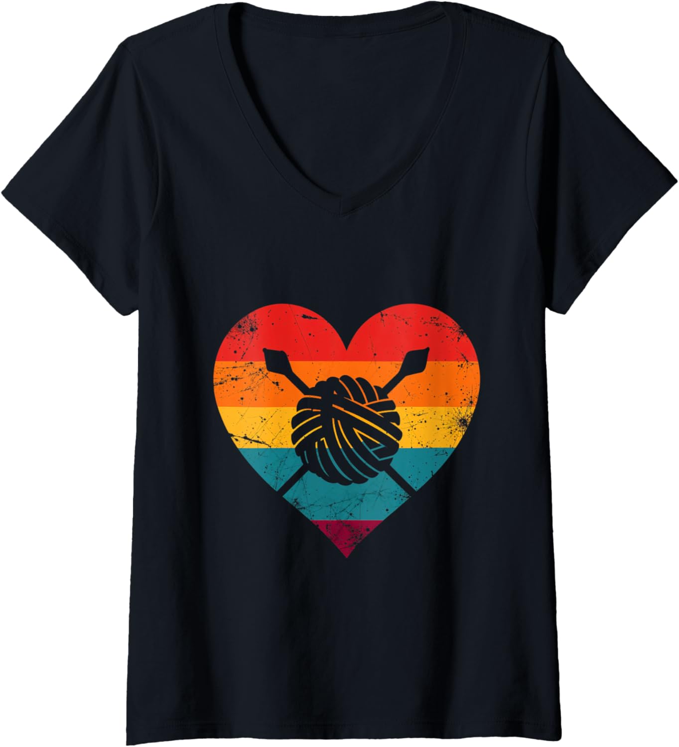 Womens Heart Yarn Knitting Crocheting Love LGBTQ Pride V-Neck