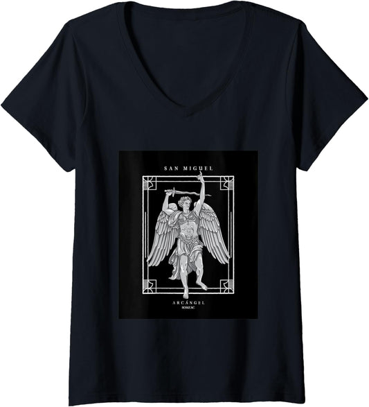 Womens San Miguel Arcangel, Archangel Michael V-Neck