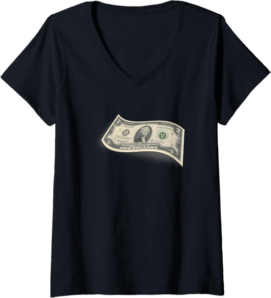Womens Two Dollar Bill Money Maker V-Neck