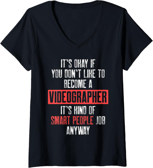 Womens Videographer Smart Videography Filmmaker Gift V-Neck
