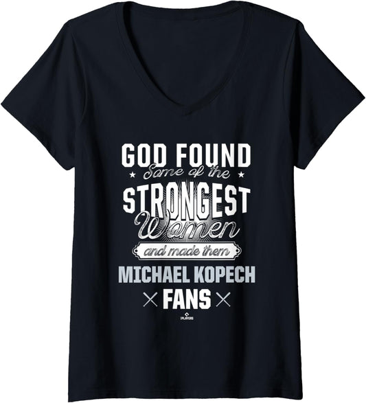Womens God Found The Strongest Woman Michael Kopech V-Neck
