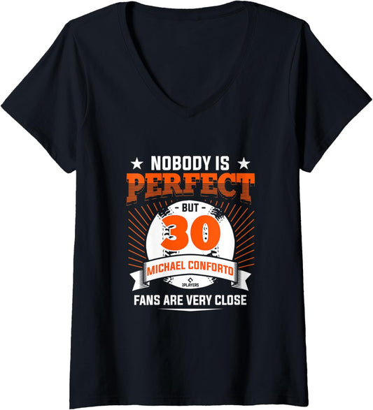 Womens Nobody Is Perfect Michael Conforto MLBPA New York V-Neck
