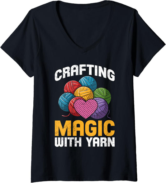 Womens Yarn Collection CRAFTING MAGIC WITH YARN Yarn Collector V-Neck