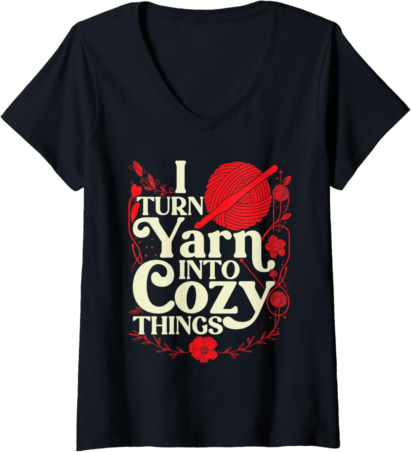 Womens Yarn Crocheter Crochet Crocheting Knitter V-Neck