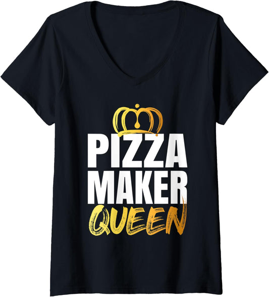 Womens Pizza Maker Queen V-Neck