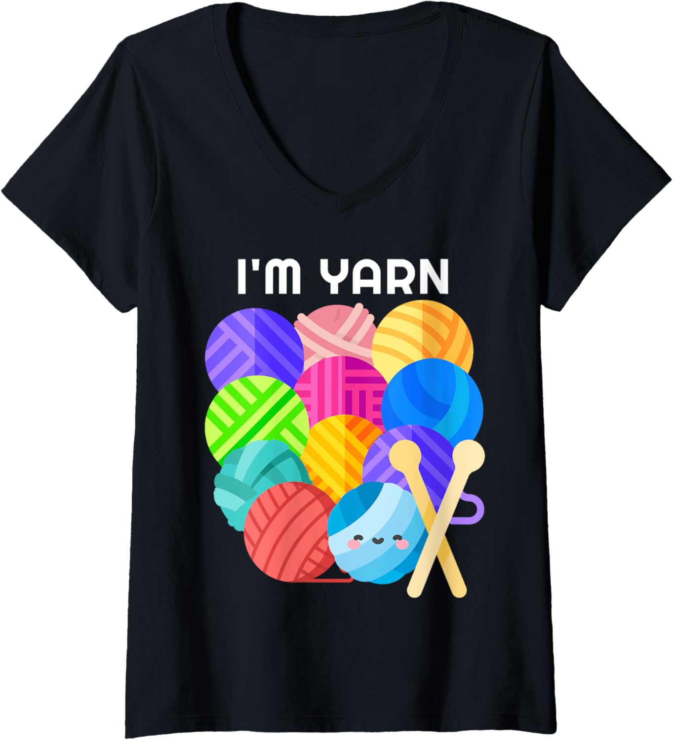 Womens I'm Yarn Lazy Halloween Costume Crochet Balls of Yarn V-Neck