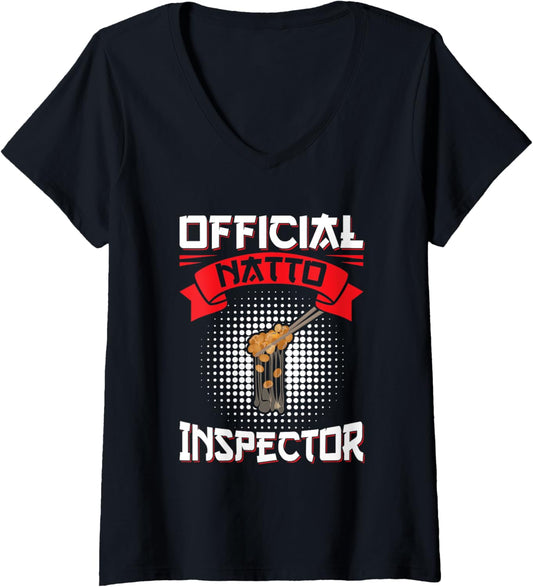 Womens Official Natto Inspector Design for a Natto maker V-Neck