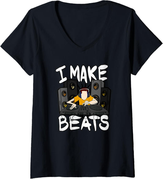 Womens I Make Beats Music Producer and Beat Maker V-Neck