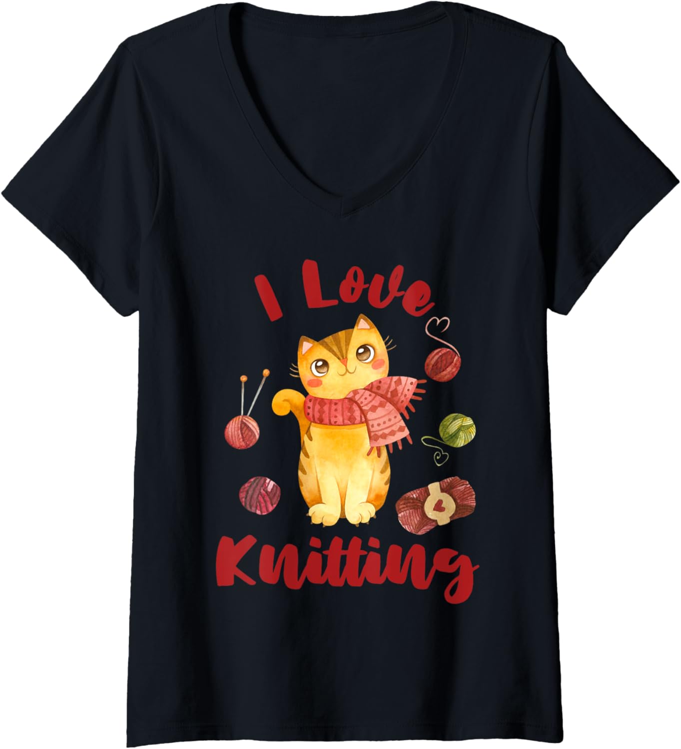 Womens Knitting Knit Knitter Yarn Wool Creating Knitted Wear V-Neck