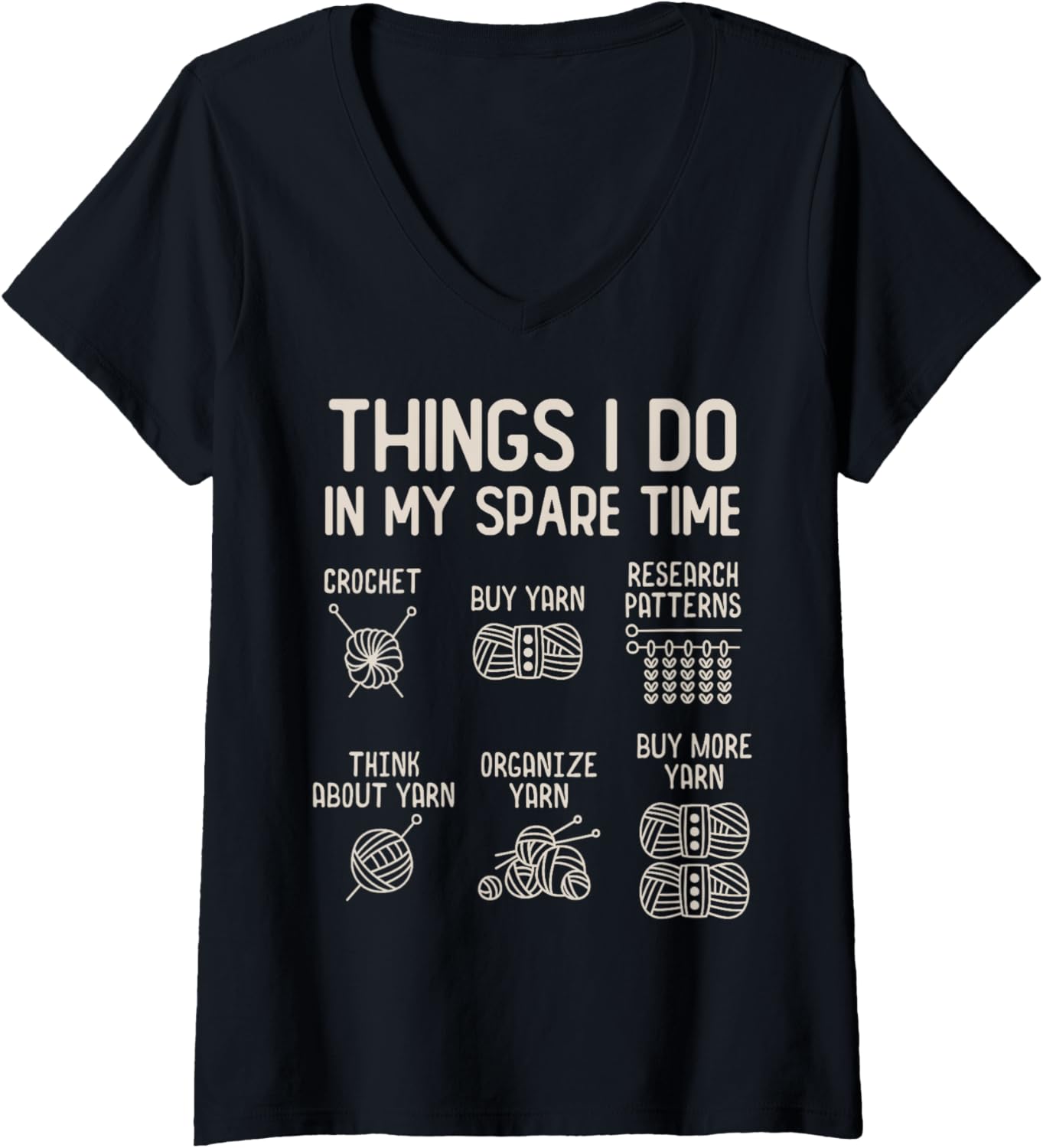 Womens Things I Do In My Spare Time Crochet Yarn Lover Crocheting V-Neck
