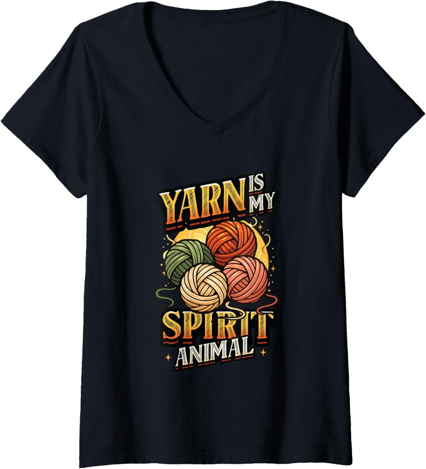 Womens Knitting Chrocheting Yarn Is My Spirit Animal Yarn Lover V-Neck
