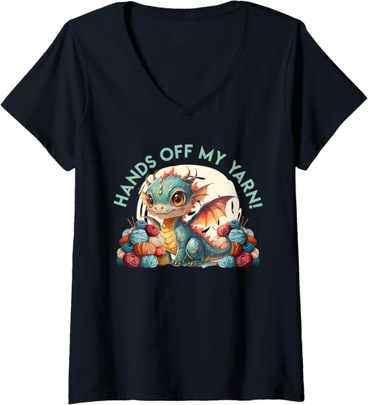 Womens Yarn Collection HANDS OFF MY YARN Funny Yarn Collector V-Neck