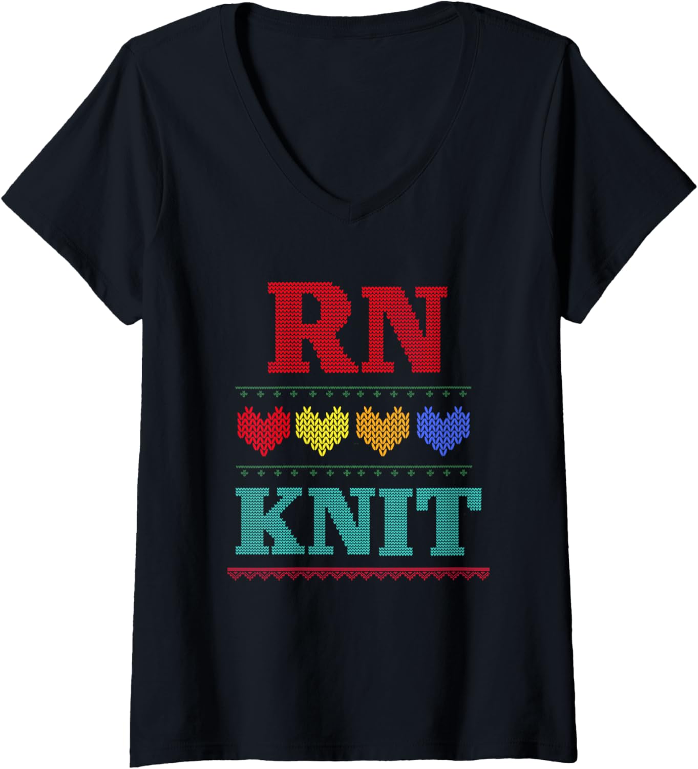 Womens Nurses Hobby Knitting Crafts, Stitch & Yarn RN Love to Knit V-Neck
