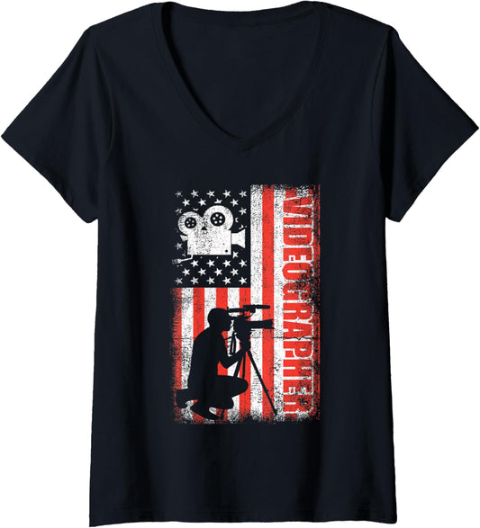 Womens Videographer Videography Filmmaker V-Neck