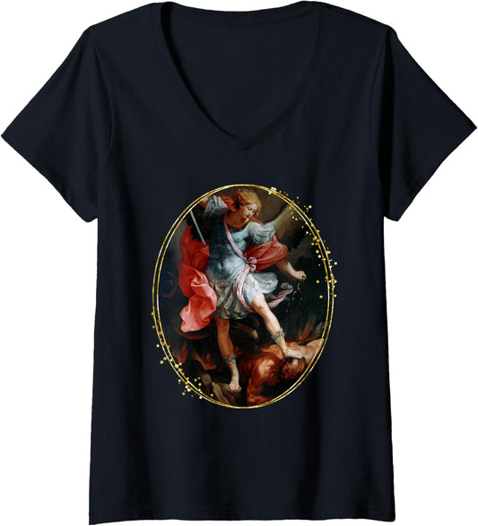 Archangel Michael \/ Miguel Arcangel \/ Saint Michael V-Neck