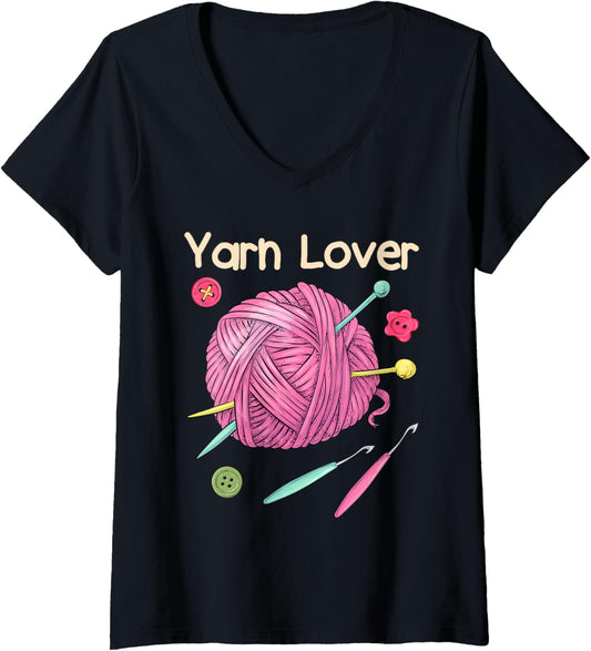 Womens Yarn Collection YARN LOVER Funny Yarn Collector V-Neck