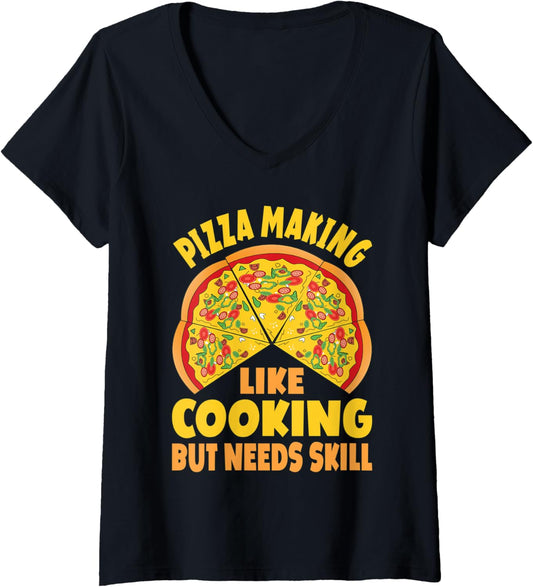 Womens Pizza Making Design For Pizza Expert & Pizza Maker V-Neck