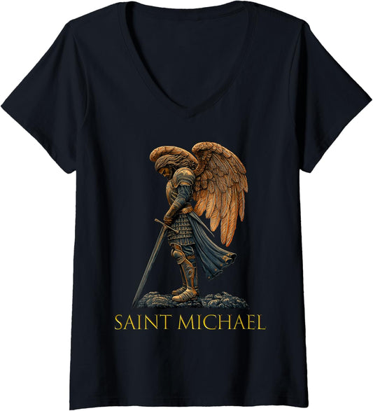 Womens Saint Michael the Archangel V-Neck