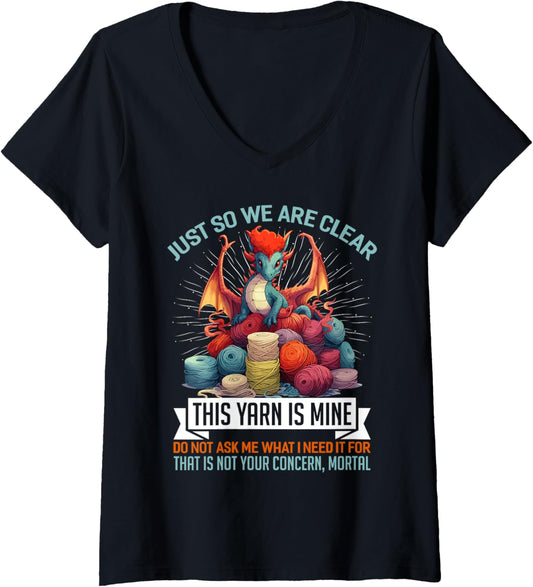 Womens Gold Collection THIS YARN IS MINE Funny Yarn Hoarder V-Neck