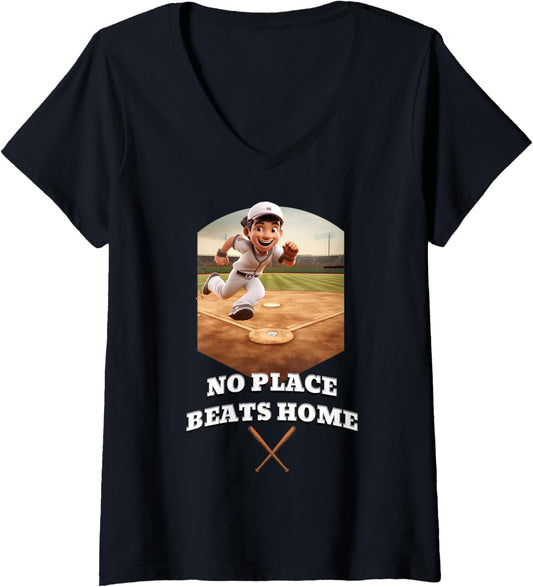 Funny No Place Beats Home Baseball Kids Boys V-Neck