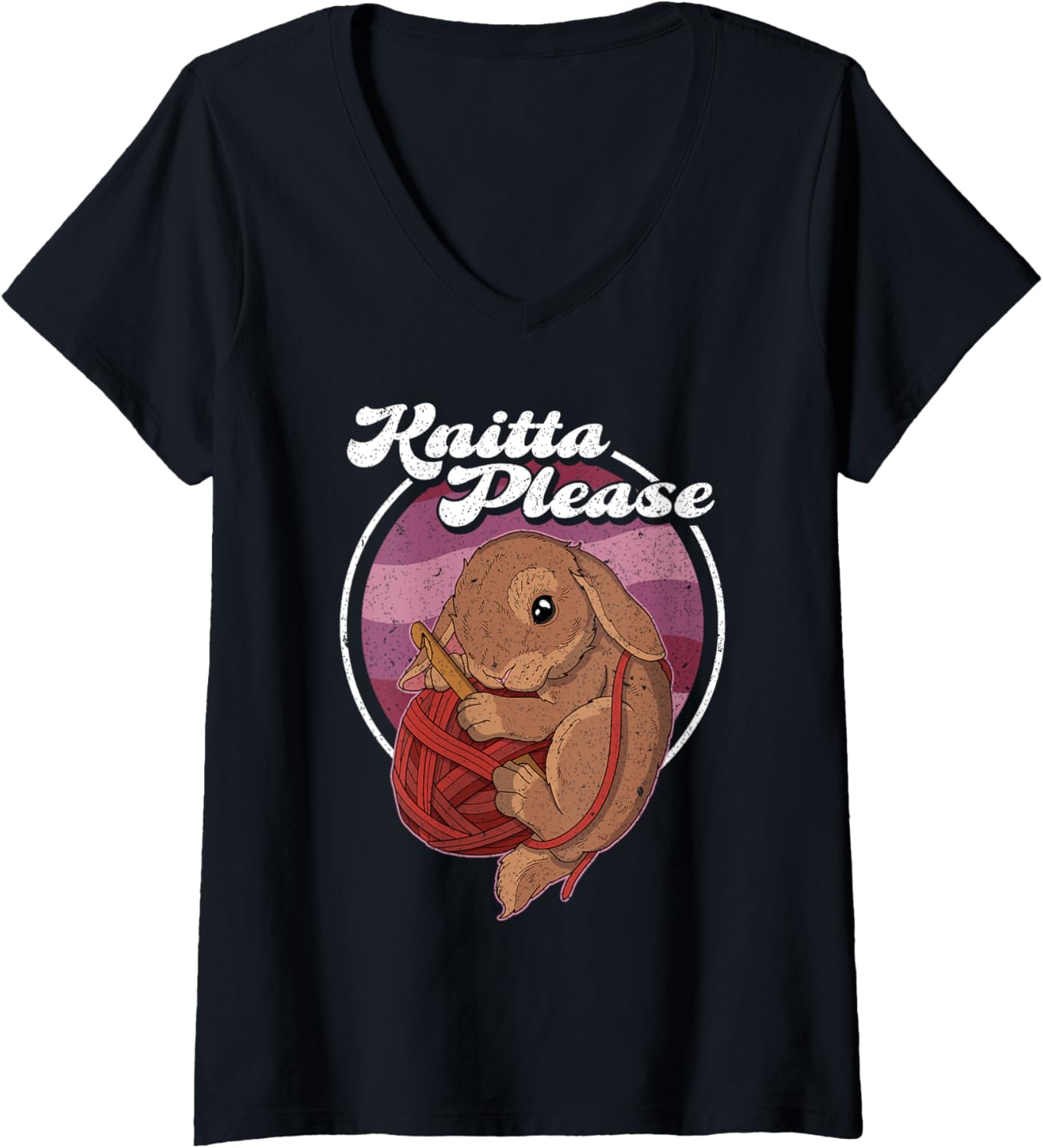 Womens Knitting pet handmade crocheting knotty crafting yarn knit V-Neck