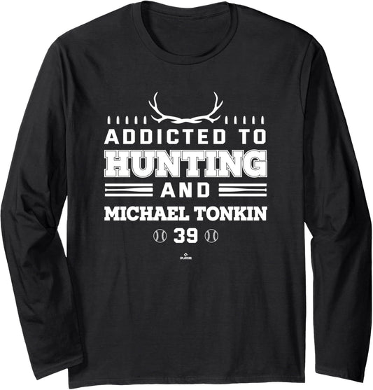 Addicted to Deer Hunting & Michael Tonkin Minnesota Baseball Long Sleeve