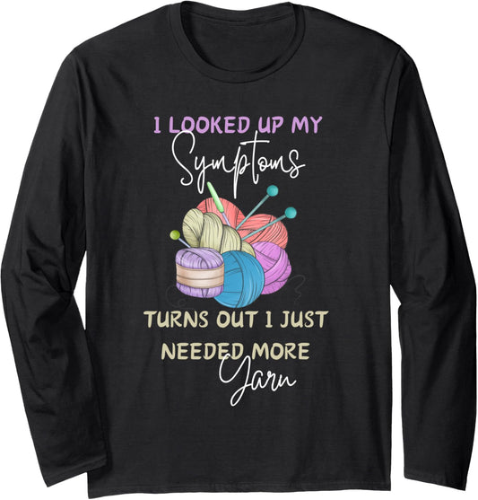 Funny Knitting Tee Yarn Lover Cute Crafty Knitter Long Sleeve
