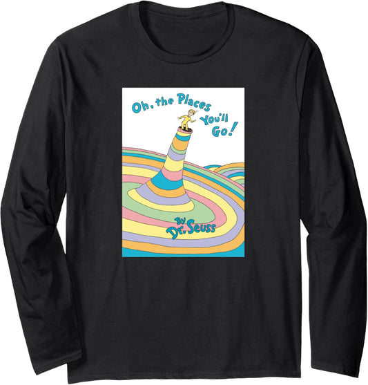 Dr. Seuss Oh the Places You'll Go Book Cover Long Sleeve