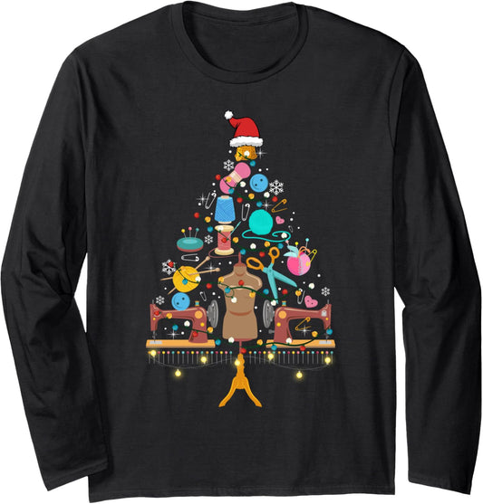 Christmas Sewing Yarn Quilting Christmas Tree Long Sleeve