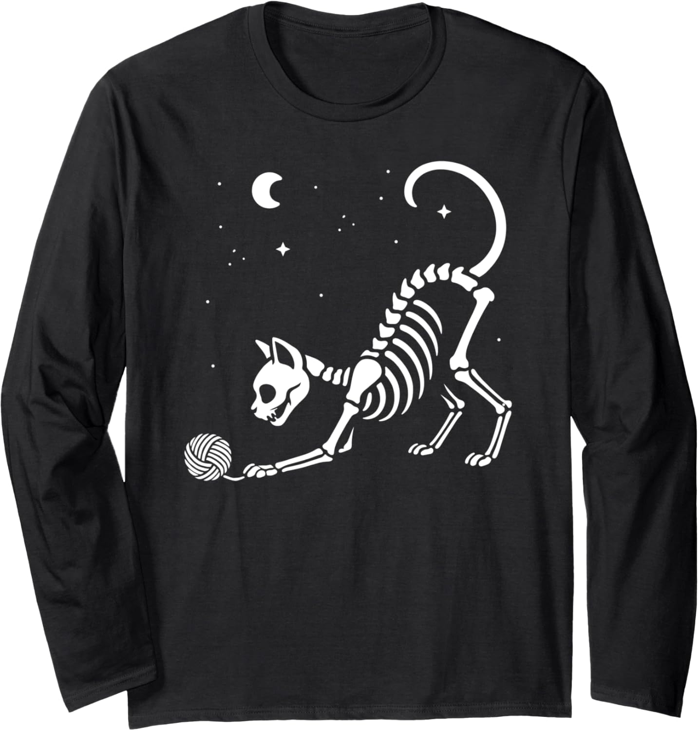 Cute Skeleton Cat Halloween Yarn Mom Dad Kids Long Sleeve