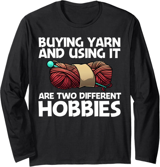 Cool Knitting For Women Girls Crochet Yarn Knitter Crocheter Long Sleeve