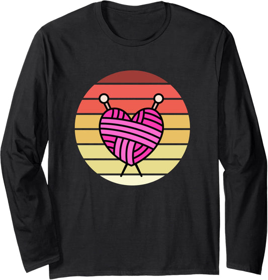 Retro Crochet Nerd Funny Crocheting Yarn Lover Gift Long Sleeve