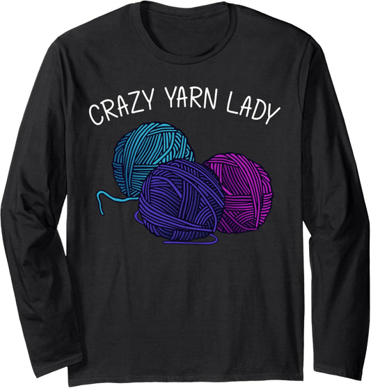 Funny Knitting Gift For Women Mama Crochet Yarn Thread Long Sleeve
