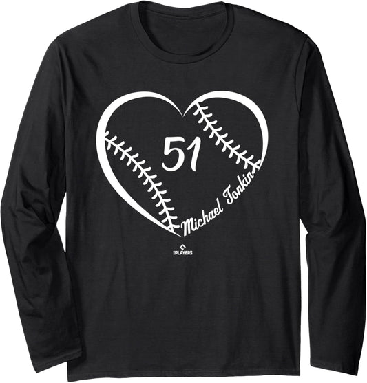 Baseball Heart Number Michael Tonkin MLBPA Long Sleeve