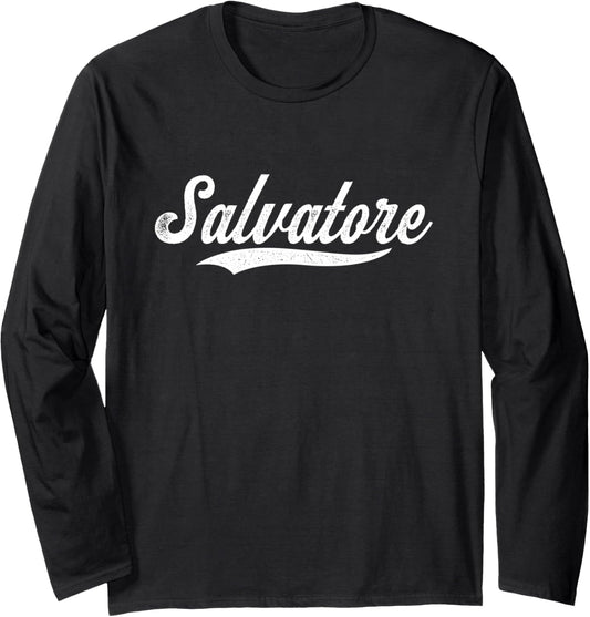 Distressed Script Michael Salvatore Prospect Baseball Fan Long Sleeve
