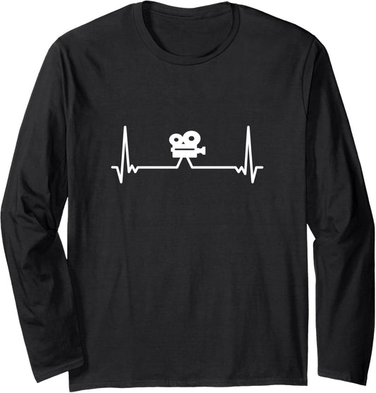 Film Producer Camera DoP Heartbeat EKG Pulse Filmmaker Long Sleeve
