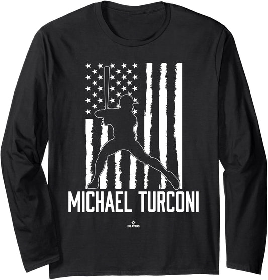 Distressed Flag Swing Michael Turconi Prospect Baseball Fan Long Sleeve