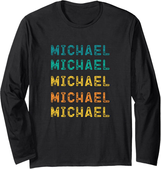 Funny Michael shirts Boys Retro Vintage Michael Lover Long Sleeve