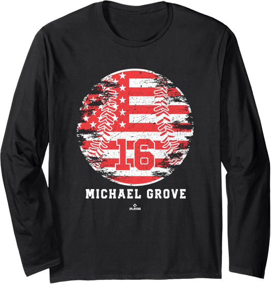 Vintage Baseball Flag Michael Grove Los Angeles MLBPA Long Sleeve