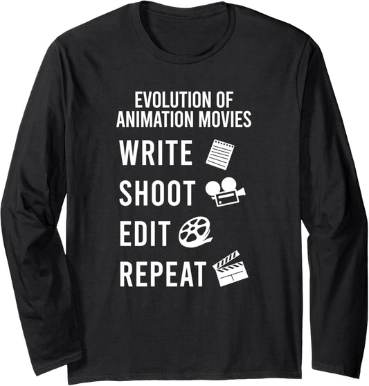 Write Shoot Edit Repeat Movie Filmmaker Long Sleeve