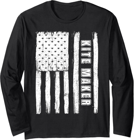 Fourth of July Shirts for Men American Flag kite maker Long Sleeve