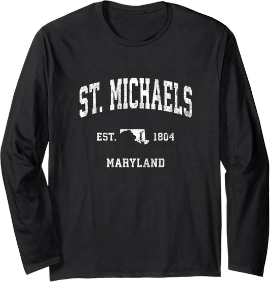 St. Michaels Maryland MD Vintage Athletic Sports Design Long Sleeve