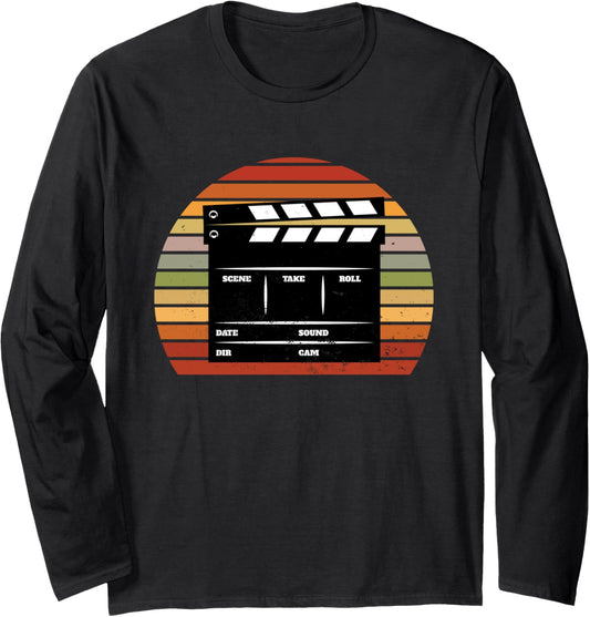 Retro Vintage Clapboard Film Movie Filmmaker Director Long Sleeve