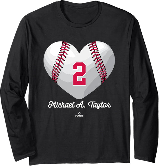 Baseball Heart Number Michael A Taylor Minnesota MLBPA Long Sleeve
