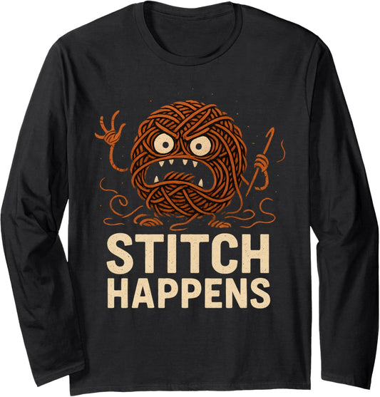 Funny Angry Yarn Ball Funny Crochet Meme Long Sleeve